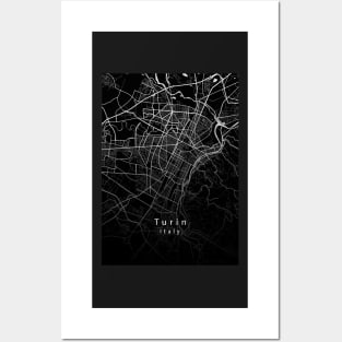 Turin Italy City Map dark Posters and Art